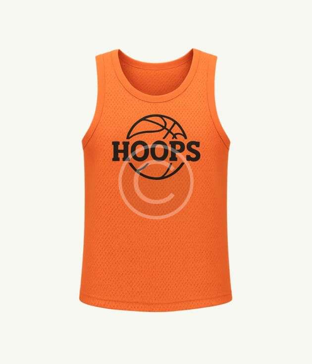 Orange "Hoops" athletic tank top